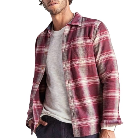 mens burgundy plaid dress shirt Garnet Men's Dynamic Flannel Knit Checkered Plaid Shirt 2421003 main image 0